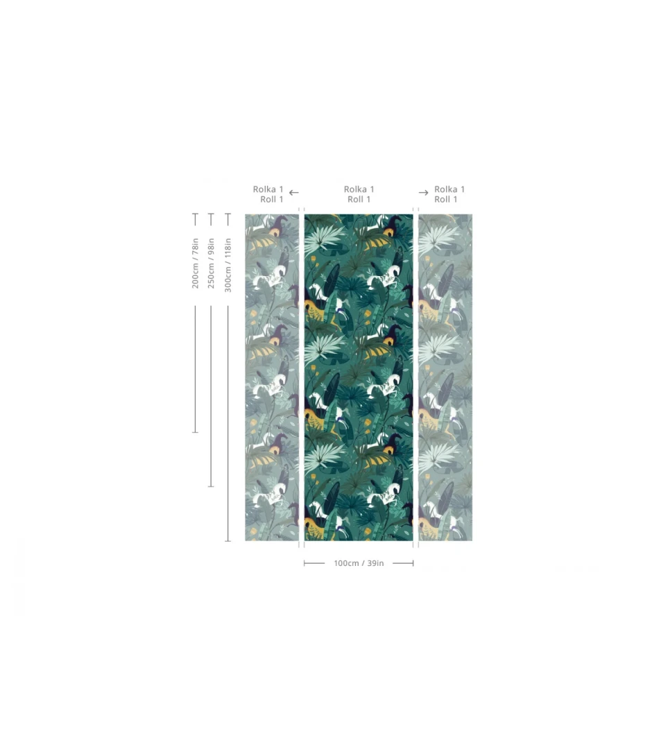 Wallcolors TAP-7905 Animals Kingdom Dream Horses Turquoise - mural w konie
