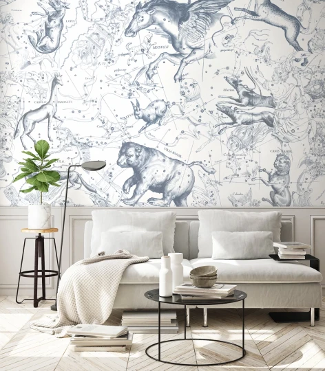 Wallcolors TAP-8105 Animals Kingdom Astral Blue - mural w motyw astralny i zwierzęta