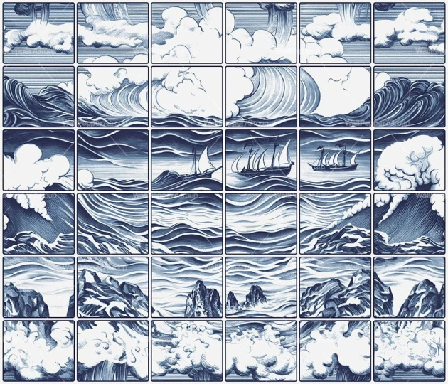 Wallpepper RC-05-B Riccardo Capuzzo Sea majolica - mural w fale