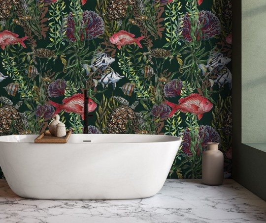 Wallpepper RC-08-B Riccardo Capuzzo Turtles and fishes - mural w ryby i rośliny