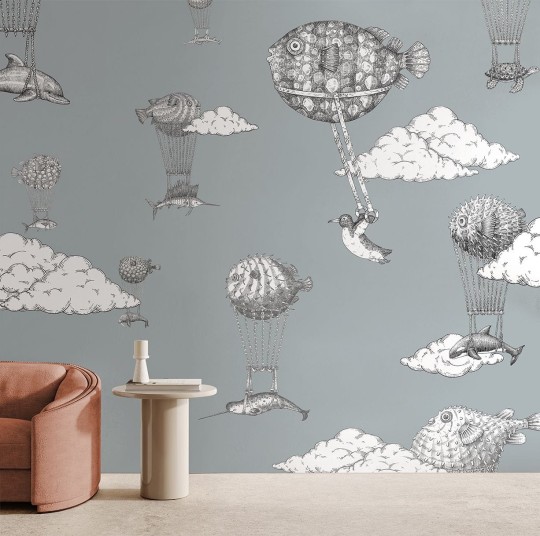 Wallpepper RC-01-B Riccardo Capuzzo Large montgolfiers - mural w ryby