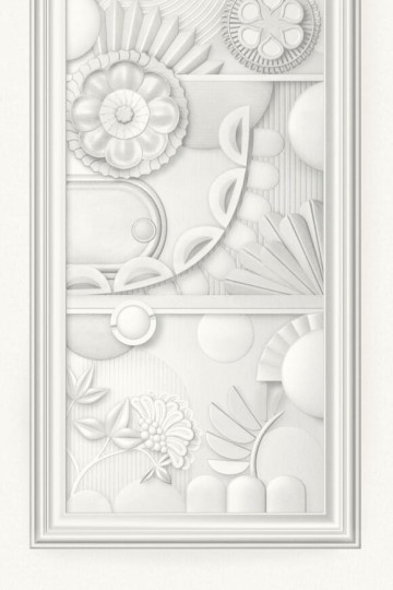 Arte MO5050 Moooi Wallcovering Green House Greenhouse Gathering Window Architectural White - mural zamszowy imitujący szklane panele z widokiem