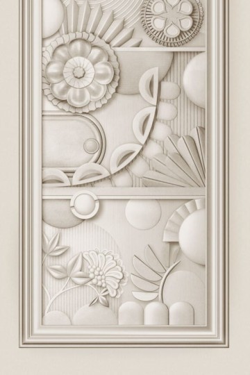 Arte MO5051 Moooi Wallcovering Green House Greenhouse Gathering Window Oyster White - mural zamszowy imitujący szklane panele z widokiem