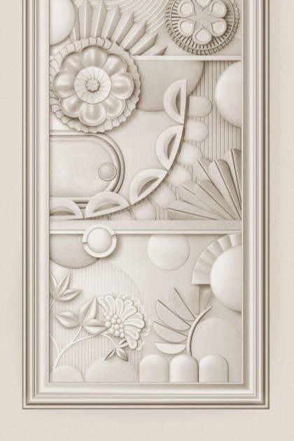 Arte MO5051 Moooi Wallcovering Green House Greenhouse Gathering Window Oyster White - mural zamszowy imitujący szklane panele z widokiem