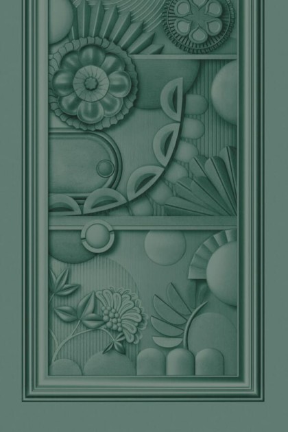 Arte MO5052 Moooi Wallcovering Green House Greenhouse Gathering Window Forest Green - mural zamszowy imitujący szklane panele z widokiem