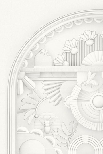 Arte MO5055 Moooi Wallcovering Green House Greenhouse Gathering Arch Architectural White - mural zamszowy imitujący szklane panele z widokiem