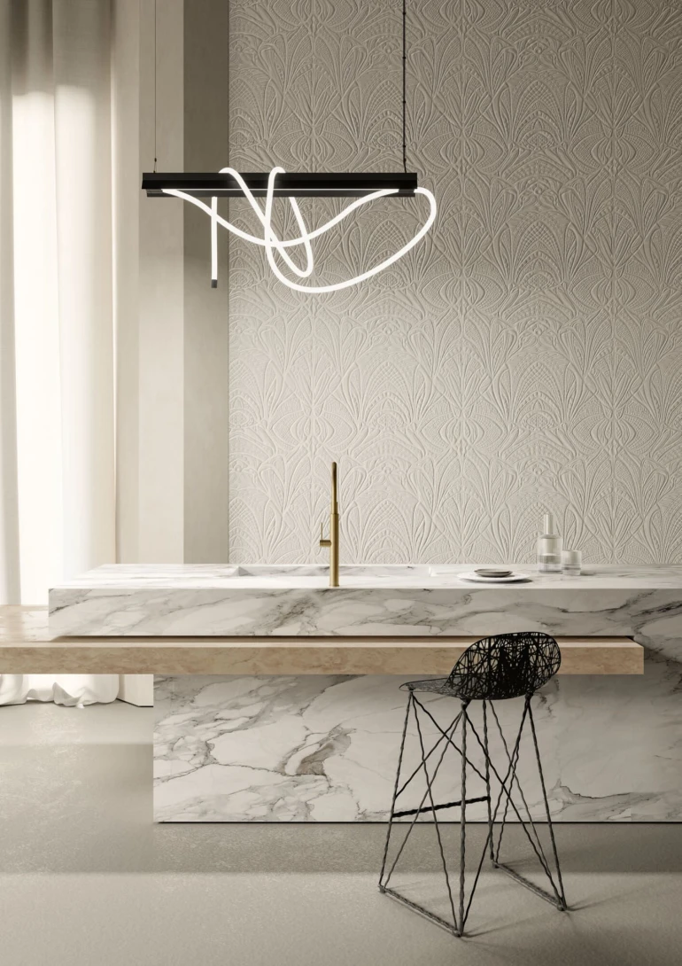 Arte MO5032 Moooi Wallcovering Green House Lacy Longlegs Stone - tapeta 3D z tkaniny boucle