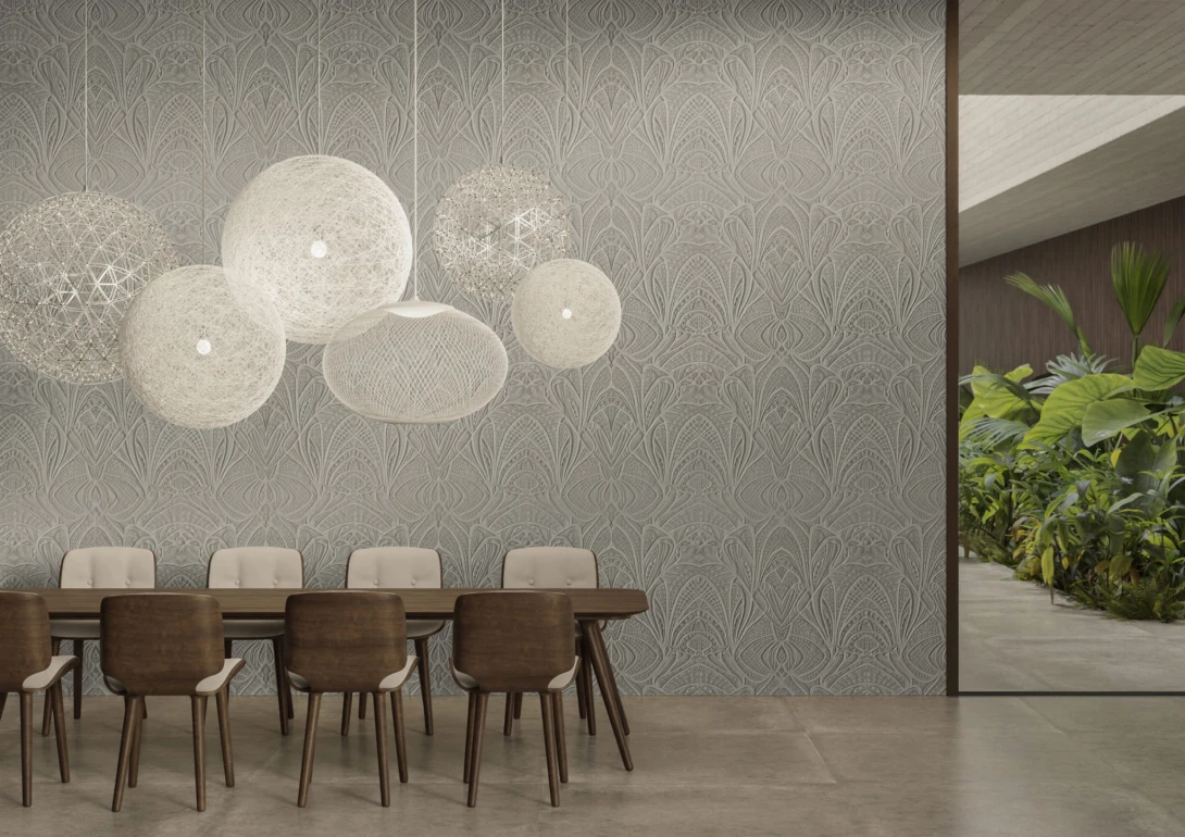 Arte MO5032 Moooi Wallcovering Green House Lacy Longlegs Stone - tapeta 3D z tkaniny boucle