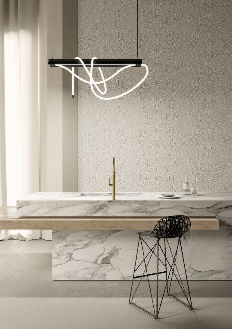 Arte MO5033 Moooi Wallcovering Green House Lacy Longlegs Gold - tapeta 3D z tkaniny boucle