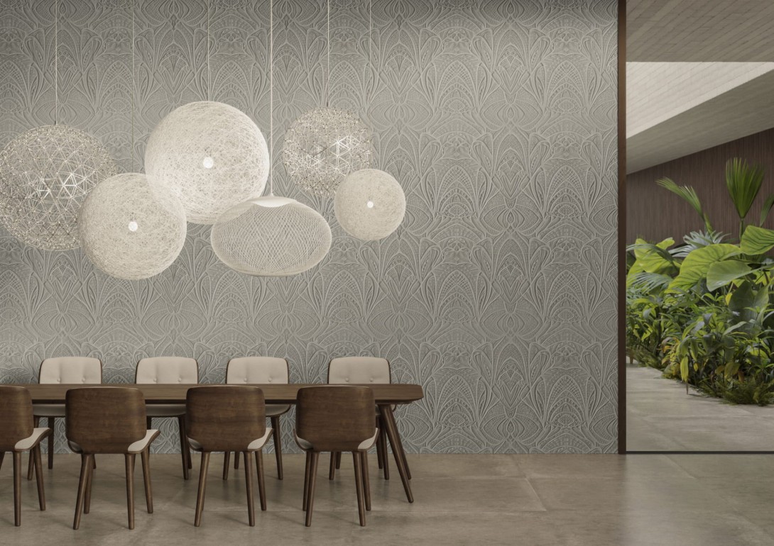 Arte MO5033 Moooi Wallcovering Green House Lacy Longlegs Gold - tapeta 3D z tkaniny boucle