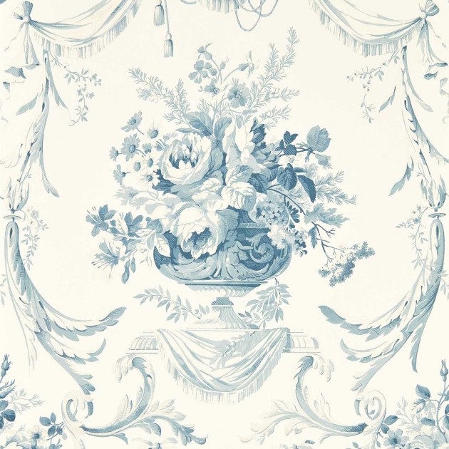 Sanderson 217316 Giles Deacon Andromeda’s Cup Olympic Blue - tapeta w bukiety kwiatów