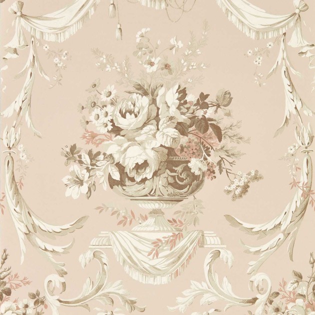 Sanderson 217317 Giles Deacon Andromeda’s Cup Putty - tapeta w bukiety kwiatów