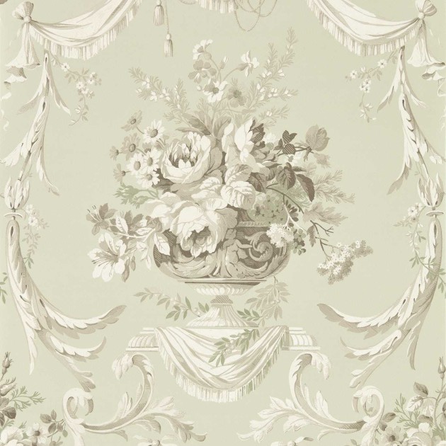 Sanderson 217318 Giles Deacon Andromeda’s Cup Celadon - tapeta w bukiety kwiatów