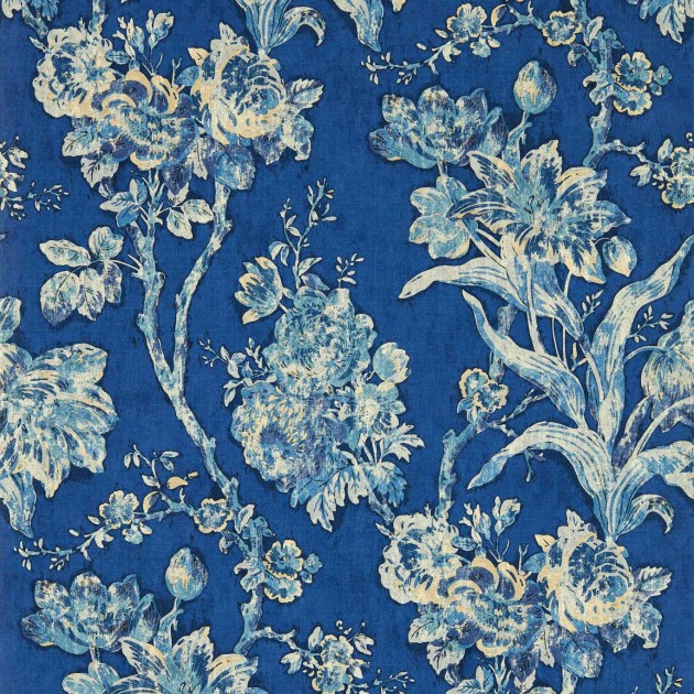 Sanderson 217323 Giles Deacon Fringed Tulip Toile Smalt - tapeta w roślinny motyw