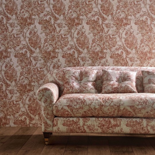 Sanderson 217323 Giles Deacon Fringed Tulip Toile Smalt - tapeta w roślinny motyw