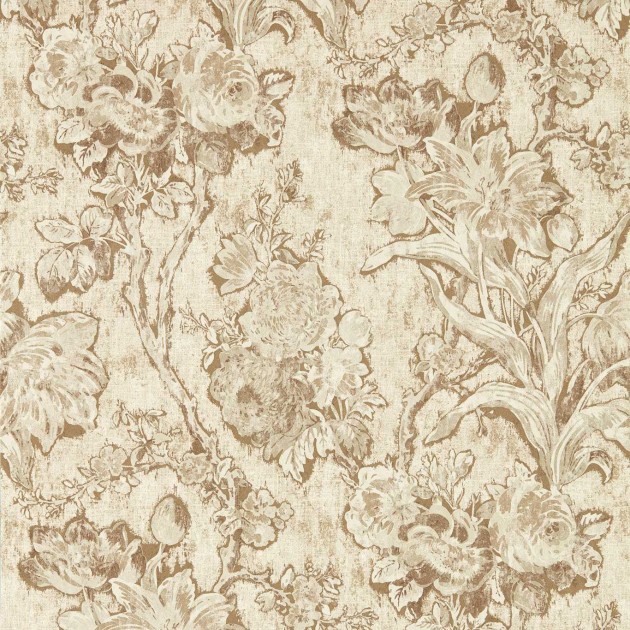Sanderson 217325 Giles Deacon Fringed Tulip Toile Jute - tapeta w roślinny motyw