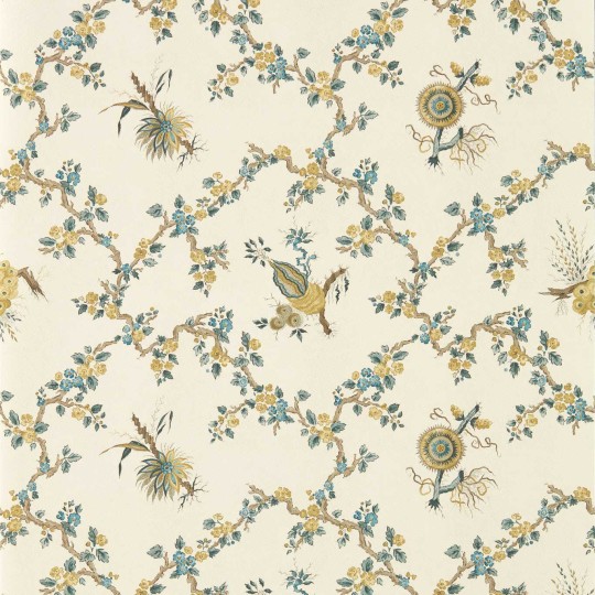 Sanderson 217319 Giles Deacon Trelliage Chamomile/Chalk - tapeta w kwiaty
