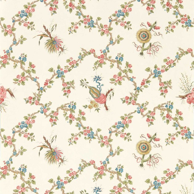 Sanderson 217321 Giles Deacon Trelliage Raspberry/Stone - tapeta w kwiaty