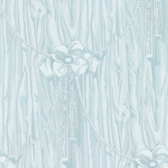 Sanderson 217309 Giles Deacon Wilsford Celeste - tapeta w zasłony z kokardami