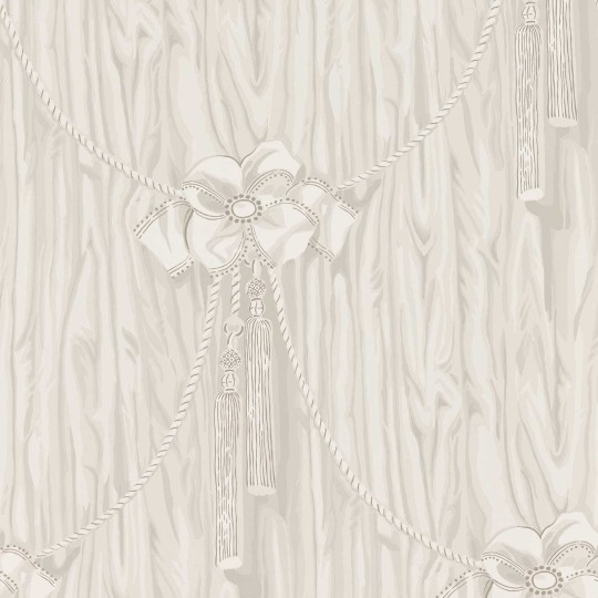 Sanderson 217310 Giles Deacon Wilsford Bone - tapeta w zasłony z kokardami