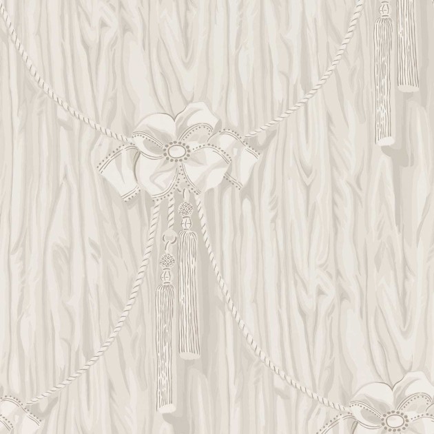 Sanderson 217310 Giles Deacon Wilsford Bone - tapeta w zasłony z kokardami