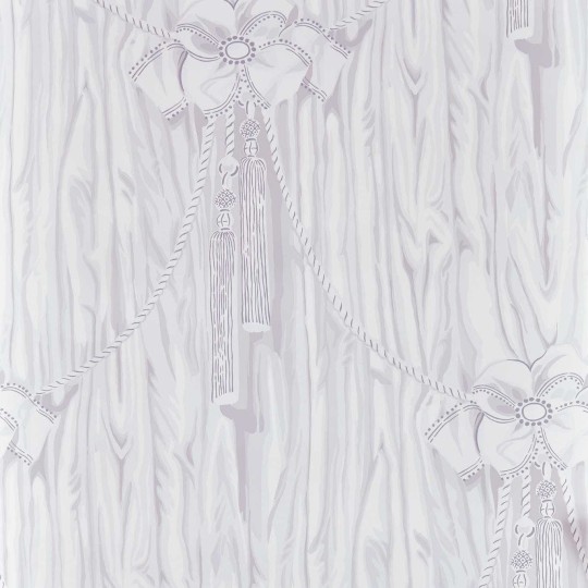 Sanderson 217374 Giles Deacon Wilsford Tyrian Lilac - tapeta w zasłony z kokardami