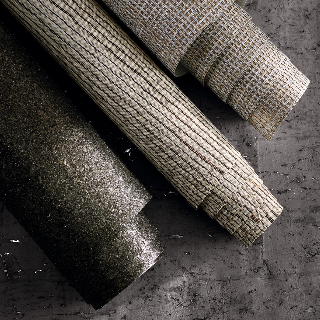 Zinc ZW129/03 Mineralogy Oolite Foil Smoke - tapeta z korka z metalicznymi akcentami
