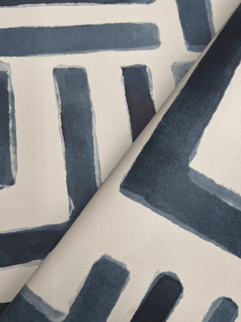 York LM5361 Lemieux Et Cie Signature Painterly Labyrinth Navy - tapeta w abstrakcyjny labirynt