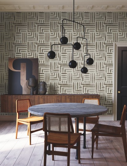 York LM5363 Lemieux Et Cie Signature Painterly Labyrinth Warm Neutral - tapeta w abstrakcyjny labirynt
