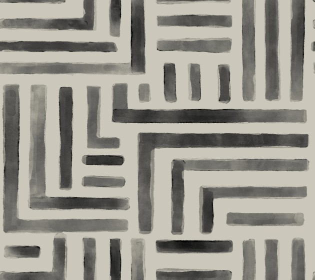 York LM5365 Lemieux Et Cie Signature Painterly Labyrinth Charcoal - tapeta w abstrakcyjny labirynt