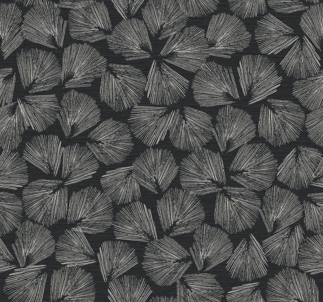 York LM5351 Lemieux Et Cie Signature Elora Leaf Black - tapeta w minimalistyczne liście
