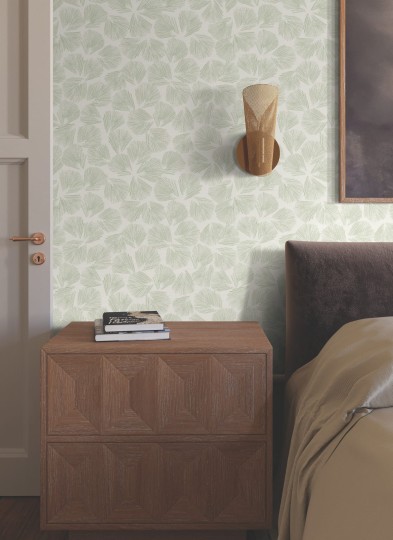 York LM5352 Lemieux Et Cie Signature Elora Leaf Green - tapeta w minimalistyczne liście