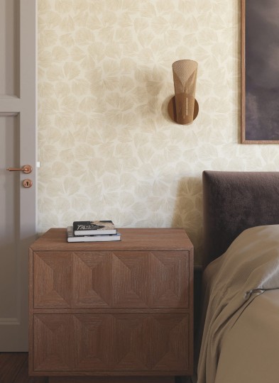York LM5353 Lemieux Et Cie Signature Elora Leaf Gold - tapeta w minimalistyczne liście