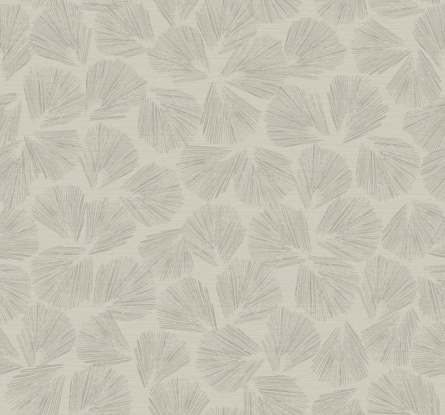 York LM5354 Lemieux Et Cie Signature Elora Leaf Taupe - tapeta w minimalistyczne liście