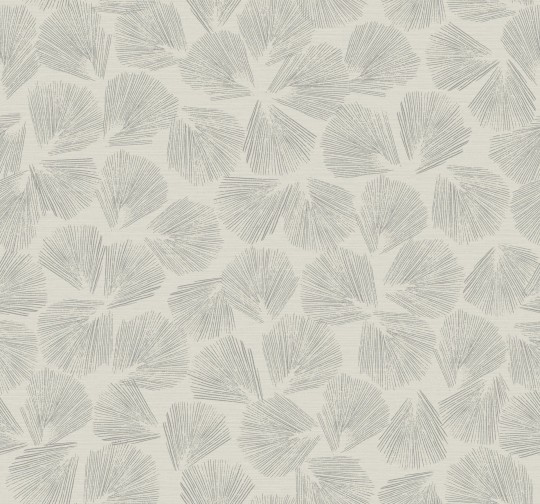 York LM5355 Lemieux Et Cie Signature Elora Leaf Grey - tapeta w minimalistyczne liście