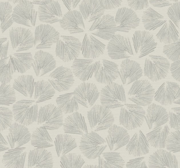 York LM5355 Lemieux Et Cie Signature Elora Leaf Grey - tapeta w minimalistyczne liście