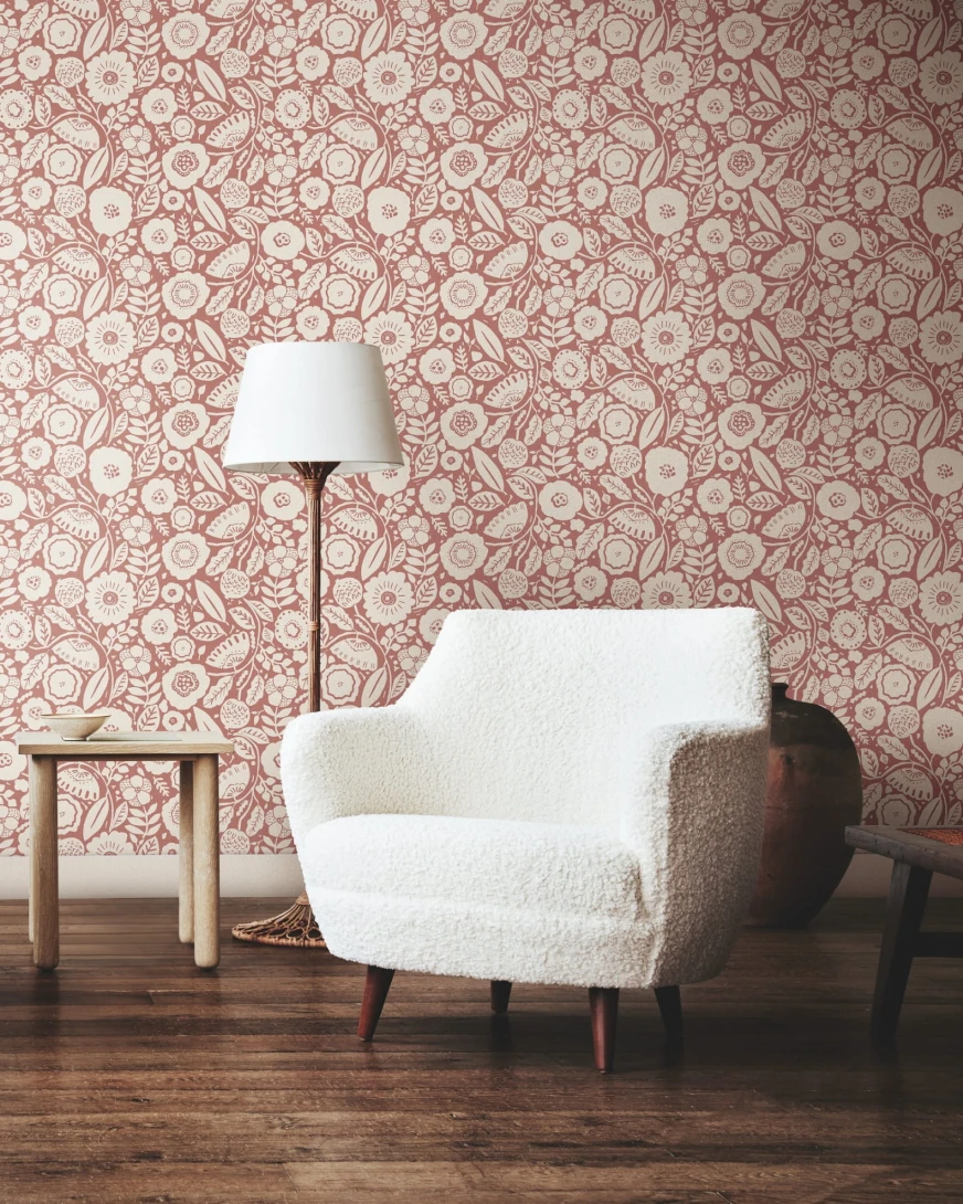 York LM5391 Lemieux Et Cie Signature Camille Blossom Vintage Rose - tapeta w minimalistyczne liście