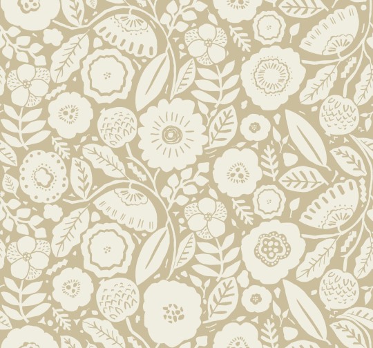York LM5392 Lemieux Et Cie Signature Camille Blossom Ochre - tapeta w minimalistyczne liście