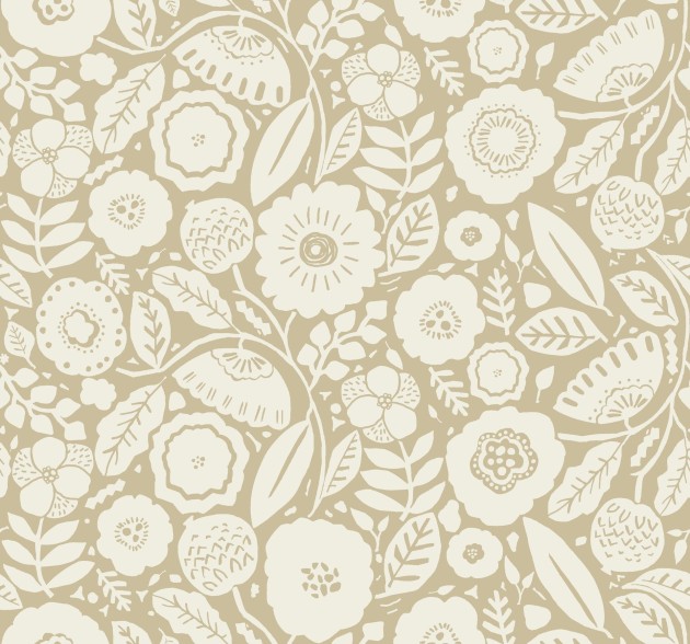 York LM5392 Lemieux Et Cie Signature Camille Blossom Ochre - tapeta w minimalistyczne liście