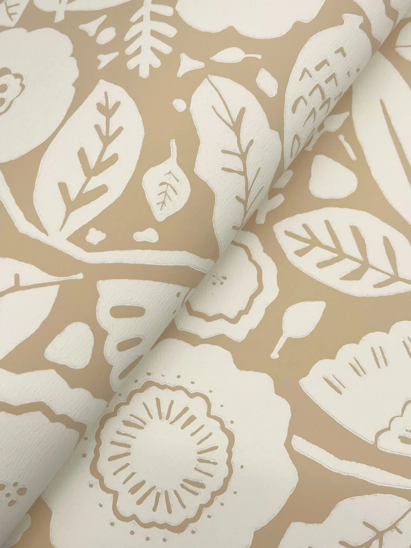 York LM5392 Lemieux Et Cie Signature Camille Blossom Ochre - tapeta w minimalistyczne liście