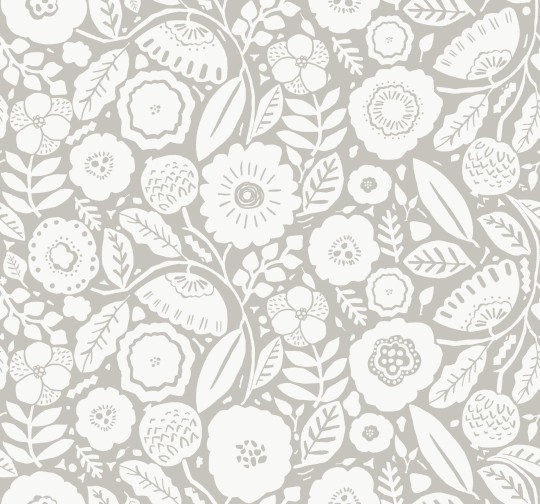 York LM5393 Lemieux Et Cie Signature Camille Blossom Grey - tapeta w minimalistyczne liście