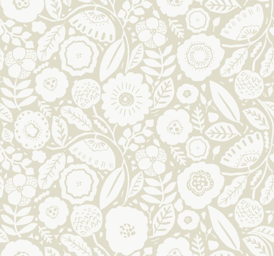 York LM5394 Lemieux Et Cie Signature Camille Blossom Linen - tapeta w minimalistyczne liście