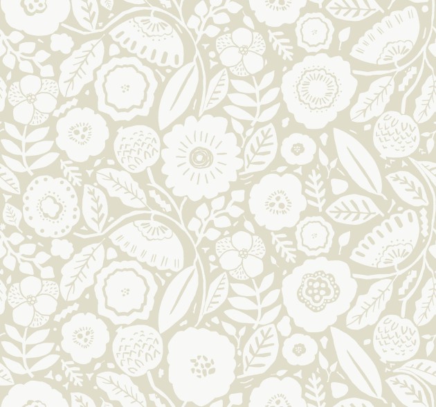 York LM5394 Lemieux Et Cie Signature Camille Blossom Linen - tapeta w minimalistyczne liście