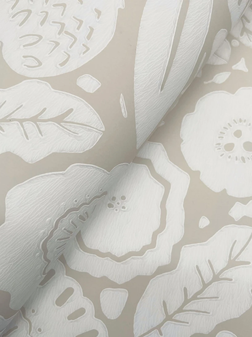 York LM5394 Lemieux Et Cie Signature Camille Blossom Linen - tapeta w minimalistyczne liście