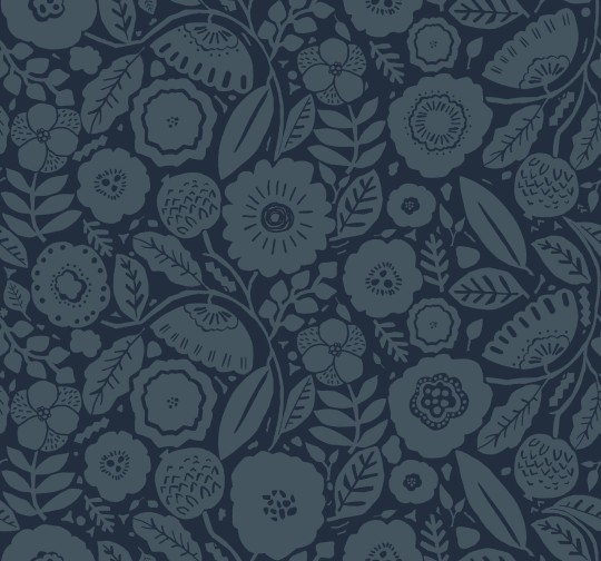 York LM5396 Lemieux Et Cie Signature Camille Blossom Indigo - tapeta w minimalistyczne liście