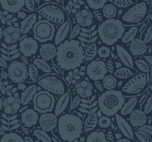 York LM5396 Lemieux Et Cie Signature Camille Blossom Indigo - tapeta w minimalistyczne liście