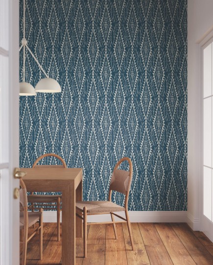 York LM5344 Lemieux Et Cie Signature Rousseau Paperweave Indigo - tapeta w diamentowy wzór