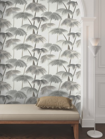 York LM5432 Lemieux Et Cie Signature Plein Air Palms Black & White - tapeta w palmy