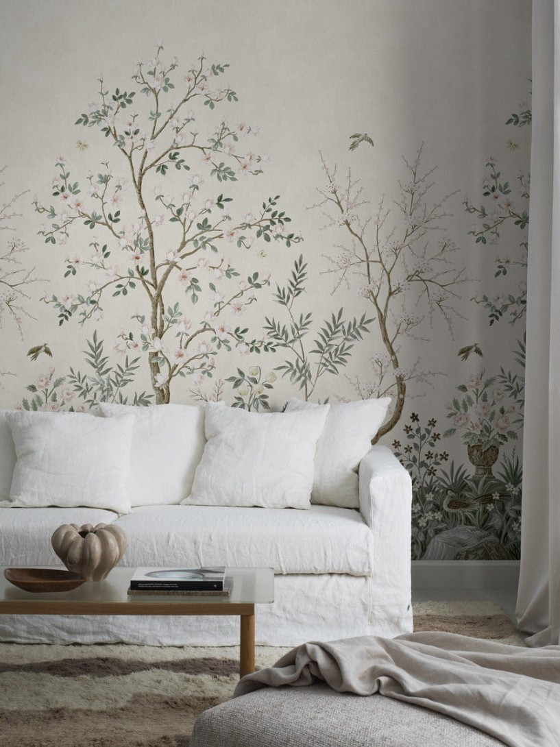 Boras Tapeter 9585W Studio Magnolia Garden White - mural w magnolie w stylu chinoiserie