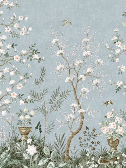 Boras Tapeter 9586W Studio Magnolia Garden Blue - mural w magnolie w stylu chinoiserie